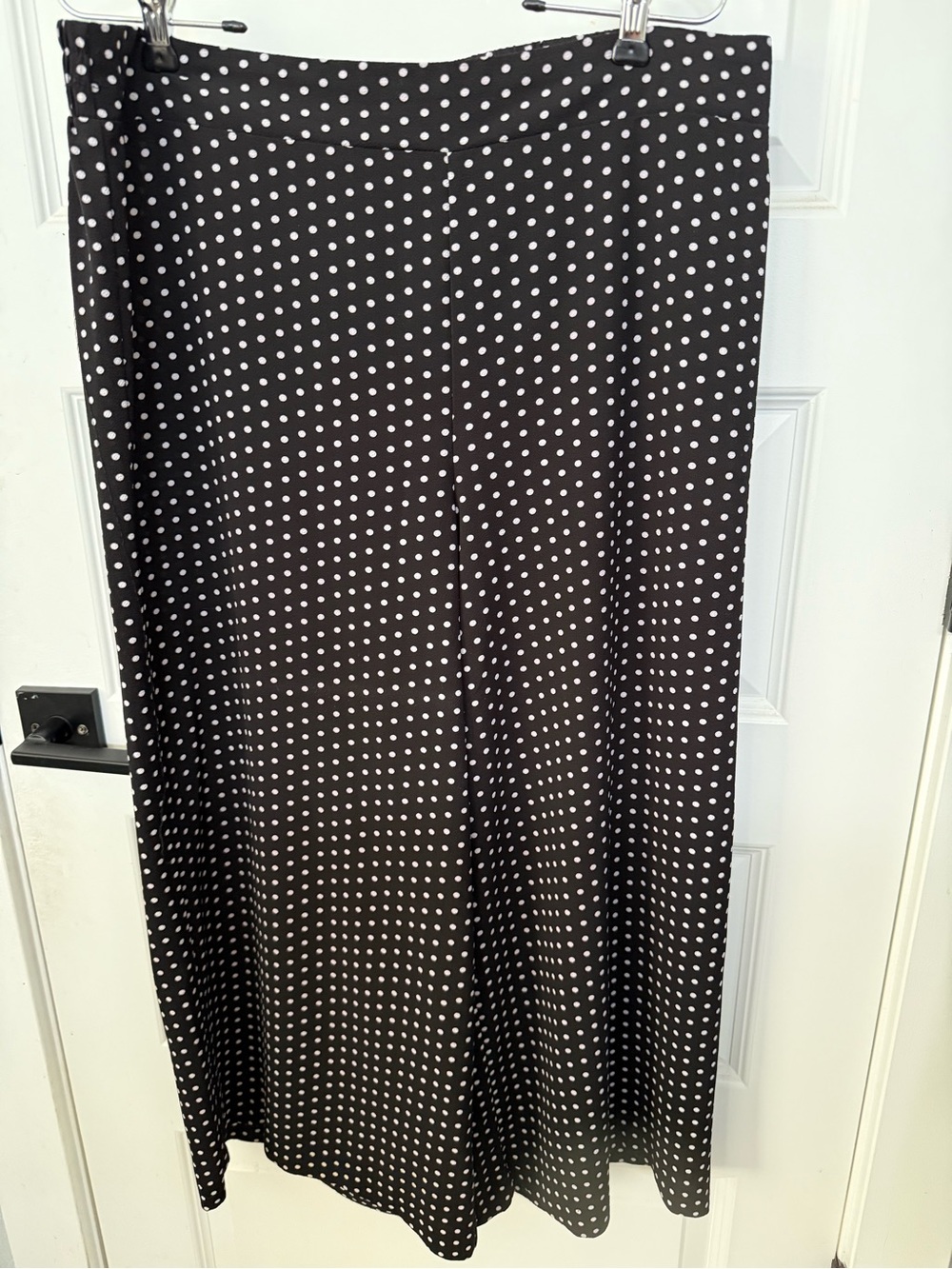 Black and White Polka Dot Midi Wide Leg Pants